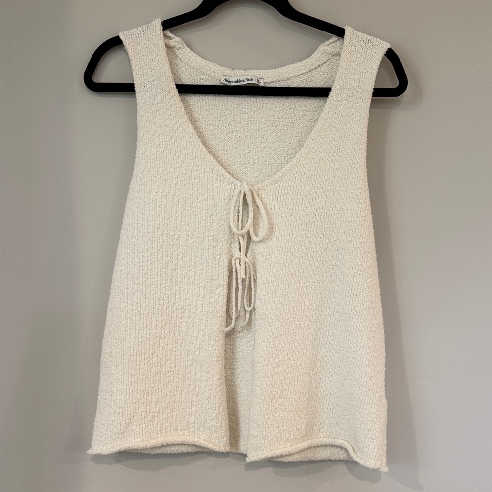 Abercrombie & Fitch Cream Knit Tie-Front Tank